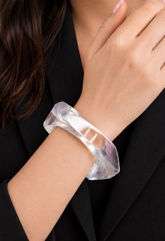 Crystal Clear Sculptural Resin Bangle