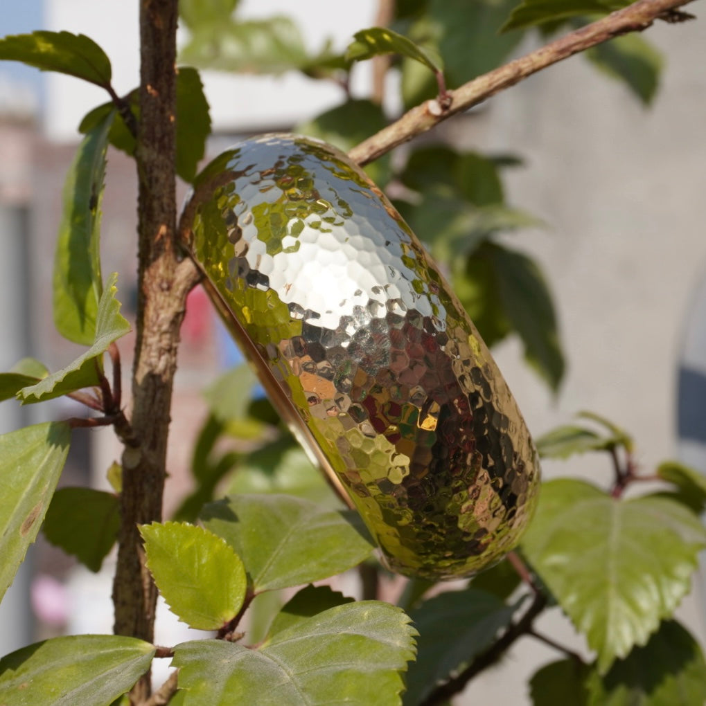 Hammered Gold Statement Bangle – Chunky Hinged Cuff Bracelet