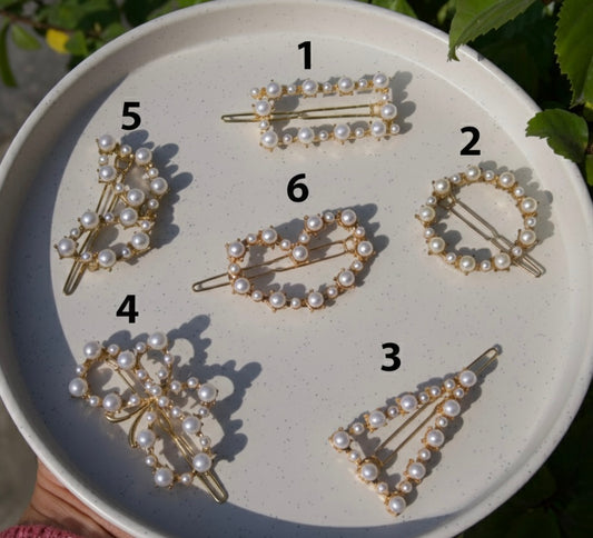 Pearl Embellished Geometric Hair Clips – Elegant Everyday & Party Wear