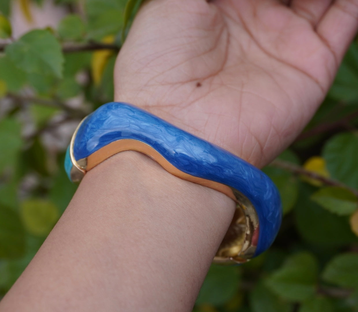 Sculpted Kada Bracelet with Gold Finish