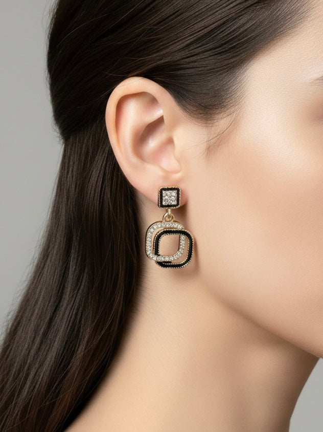Art Deco Crystal Square Drop Earrings