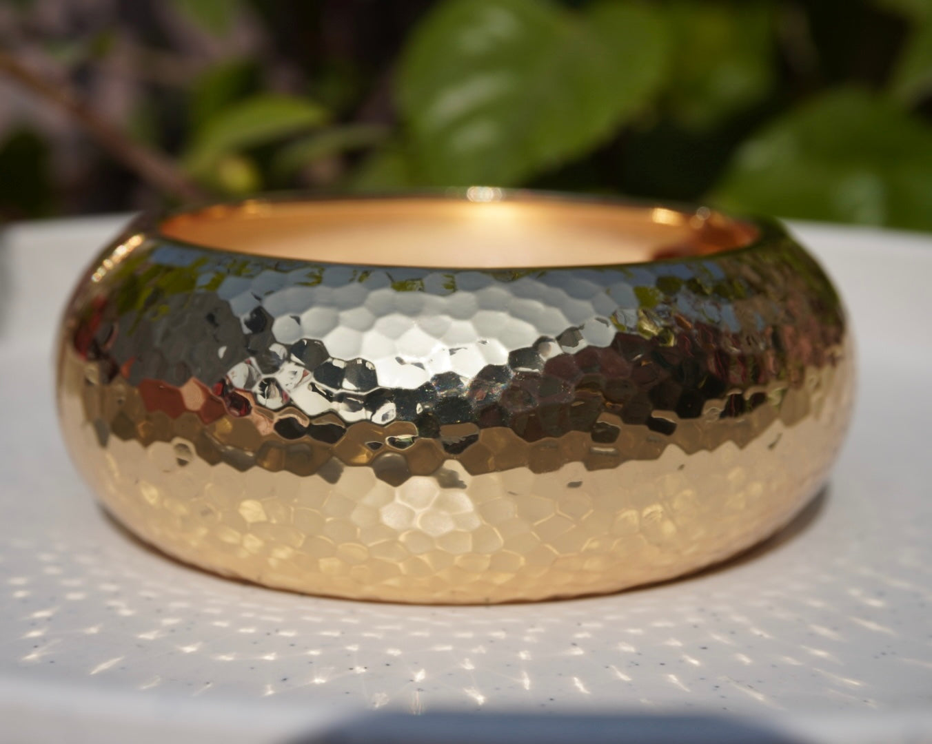 Hammered Gold Statement Bangle – Chunky Hinged Cuff Bracelet