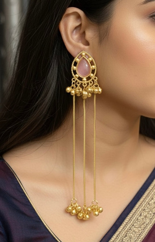 Noor-e-Gul Kashmiri Teardrop Chain Earrings