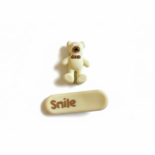 2-Pack Cute Teddy Bear & Smile Snap Hair Clips Set