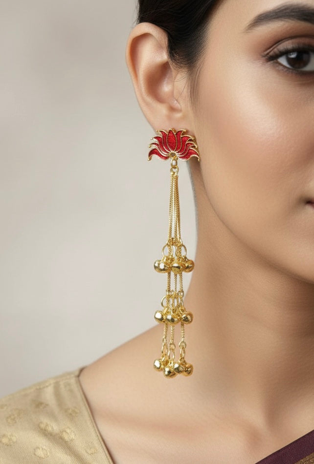 Gulnaar Kashmiri Lotus Chain Earrings