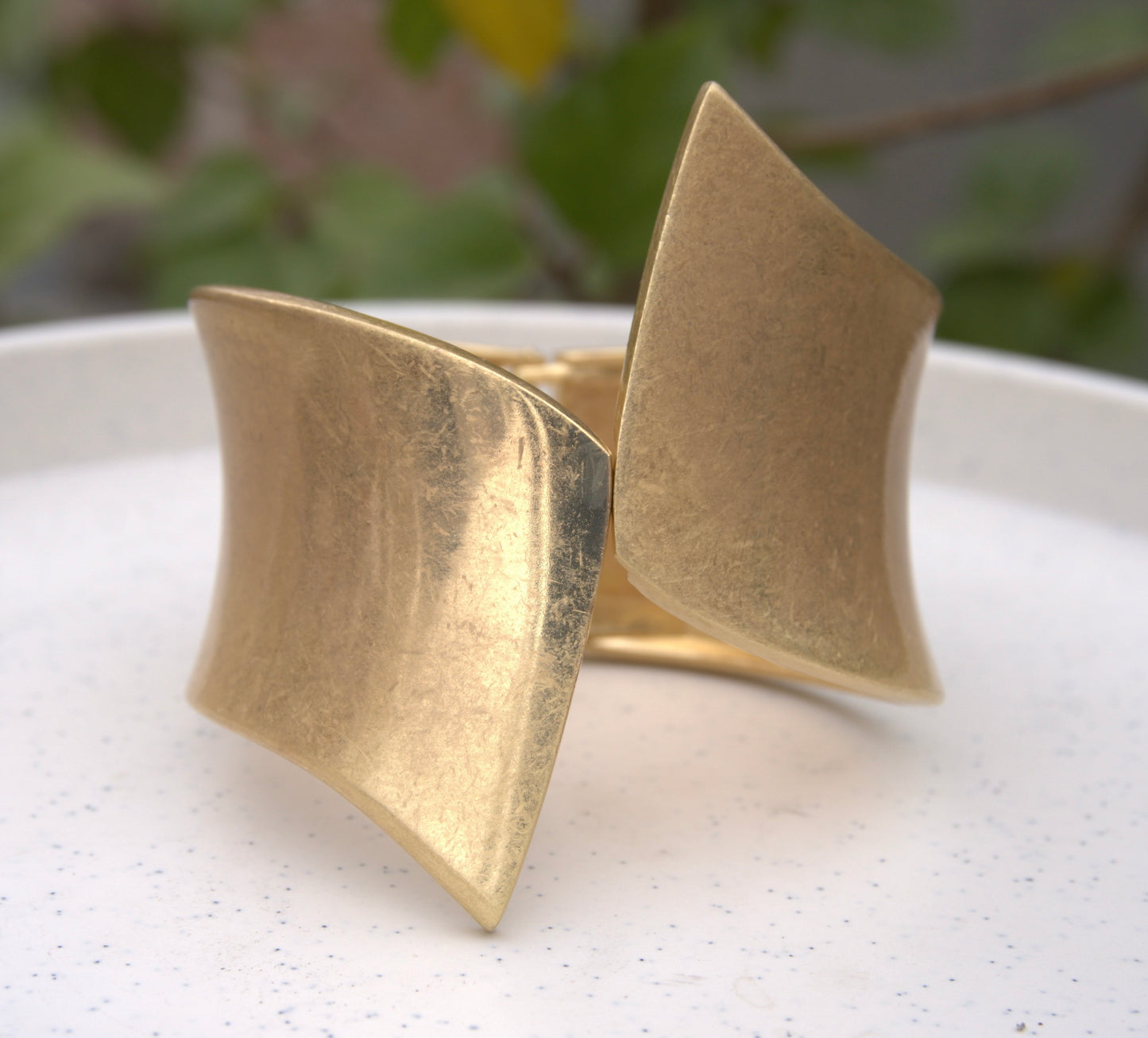 Minimalist Open-Front Gold-Tone Statement Cuff Bracelet