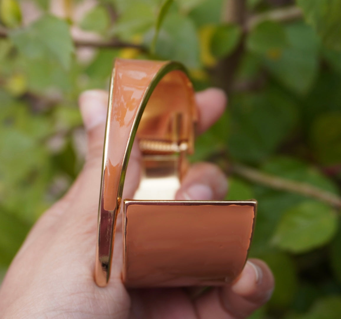 Blush Enamel Open Cuff Bracelet – Elegant Minimal Statement