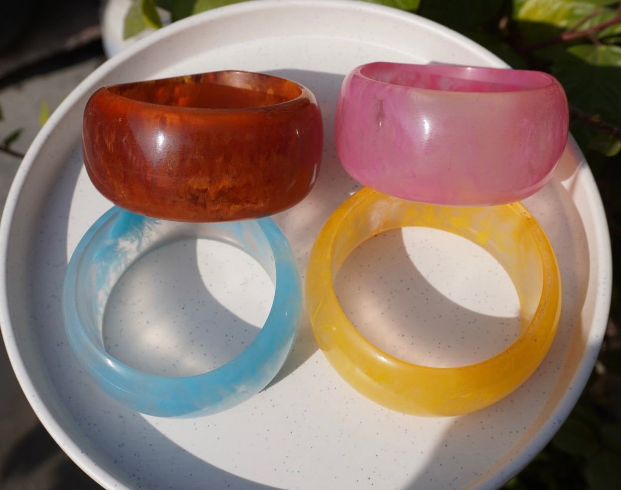 Quartz Dream Resin Bangle – Chunky Marbled Statement Cuff
