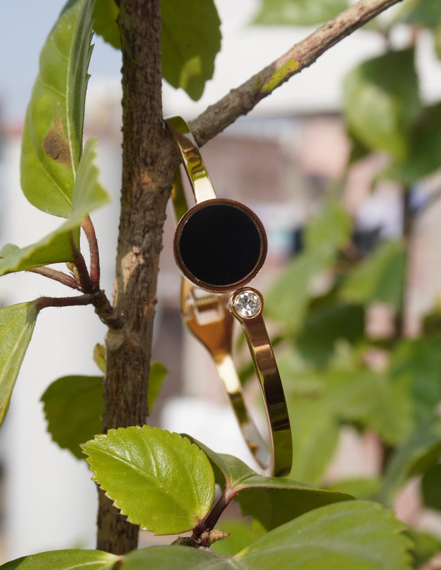 Eclipse Solitaire Onyx Inlay Bracelet