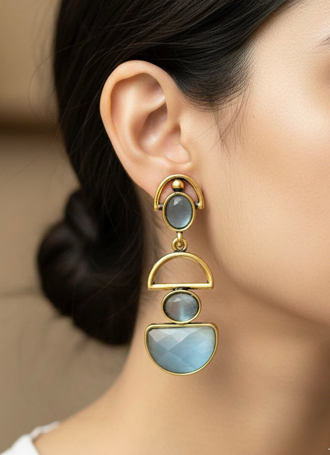 Modern Geometric Tiered Drop Earrings