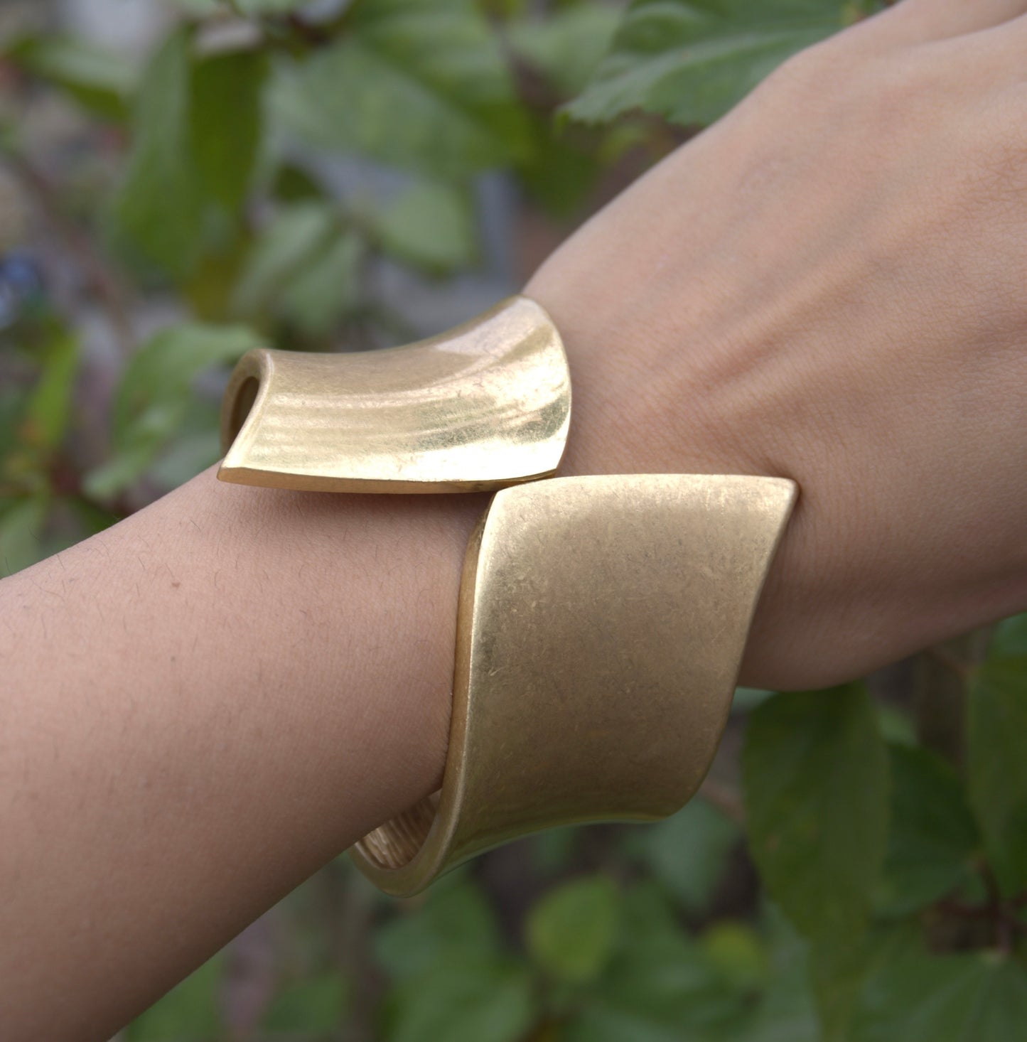 Minimalist Open-Front Gold-Tone Statement Cuff Bracelet