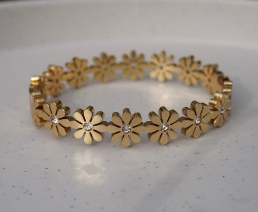 Golden Daisy Crystal Bracelet