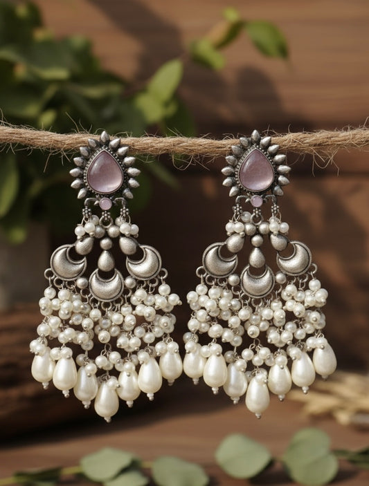 Handcrafted Vintage Pearl Drop Chandbali Earrings