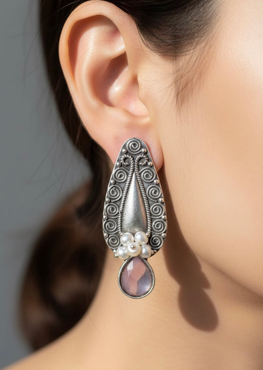 Natural Baltic Amber & Silver Studs