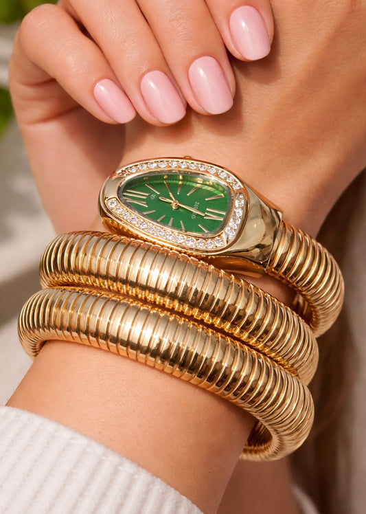 Serpent Luxe Emerald Dial Wrap Bracelet Watch