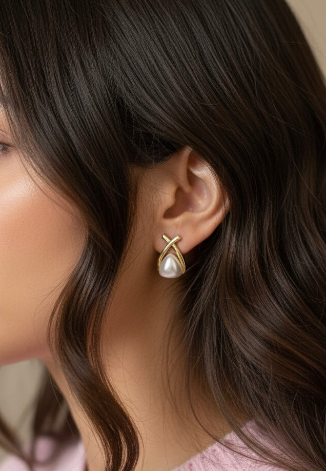 Triangle Faux Pearl Earrings