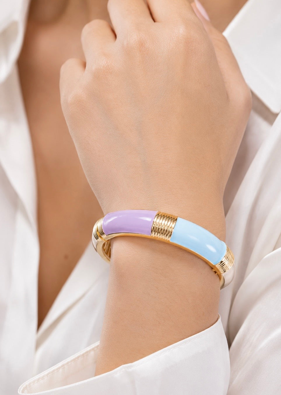 Pastel Lavender and Sky Blue Hinged Bracelet