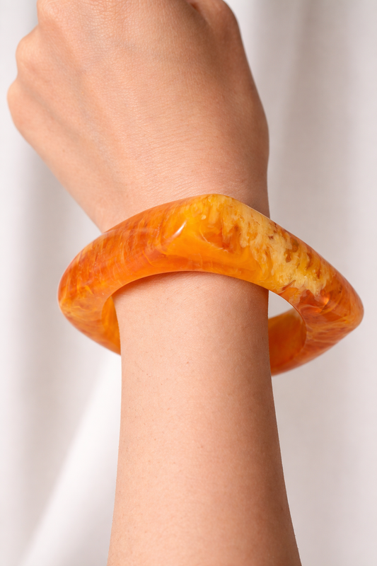 Marbled Amber Wave Resin Bangle