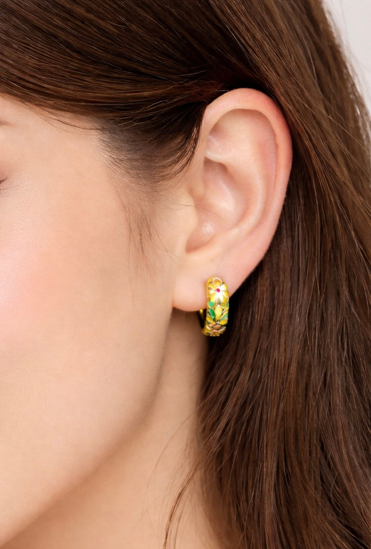 Meadow Painted Enamel Hoops – Vibrant Floral Statement Hoops