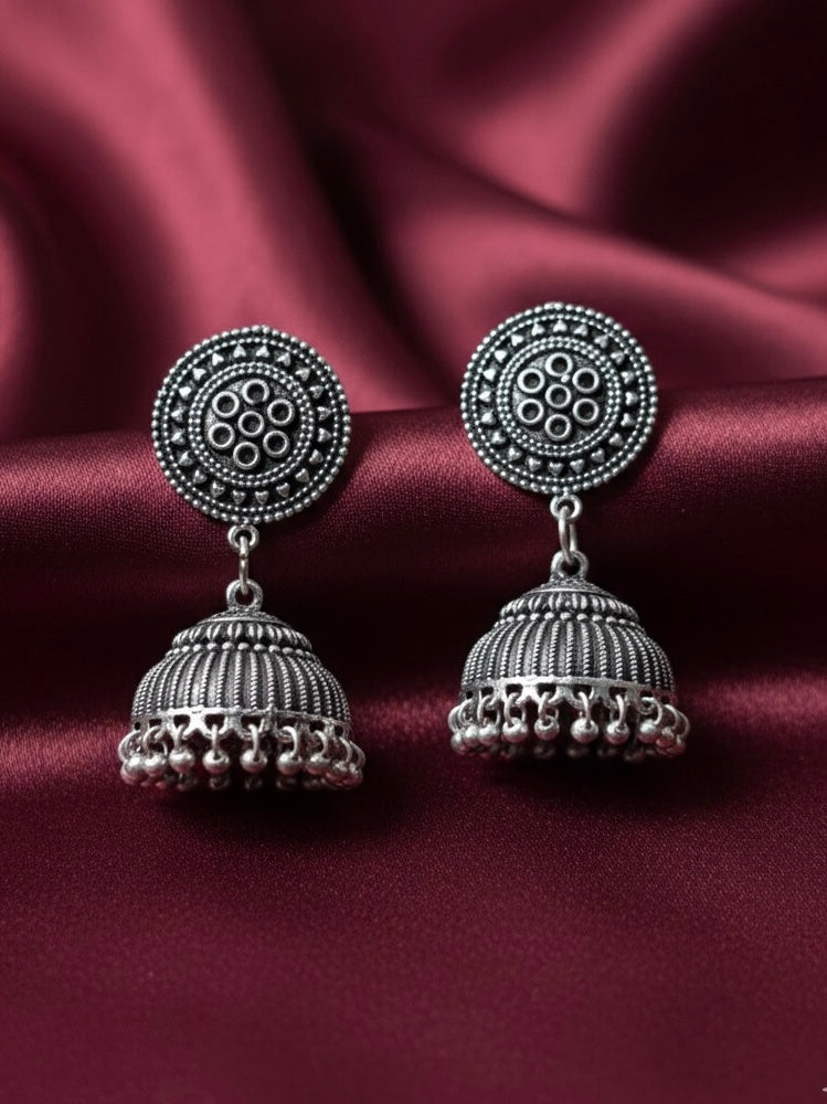 Classic Oxidized Silver Jhumka Earrings | Traditional Indian Bell Drop Jewelry