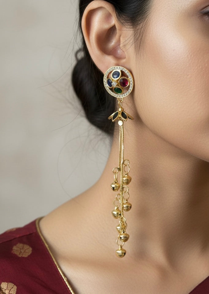 Imperial Golden Tassel Mini Kashmiri Earrings