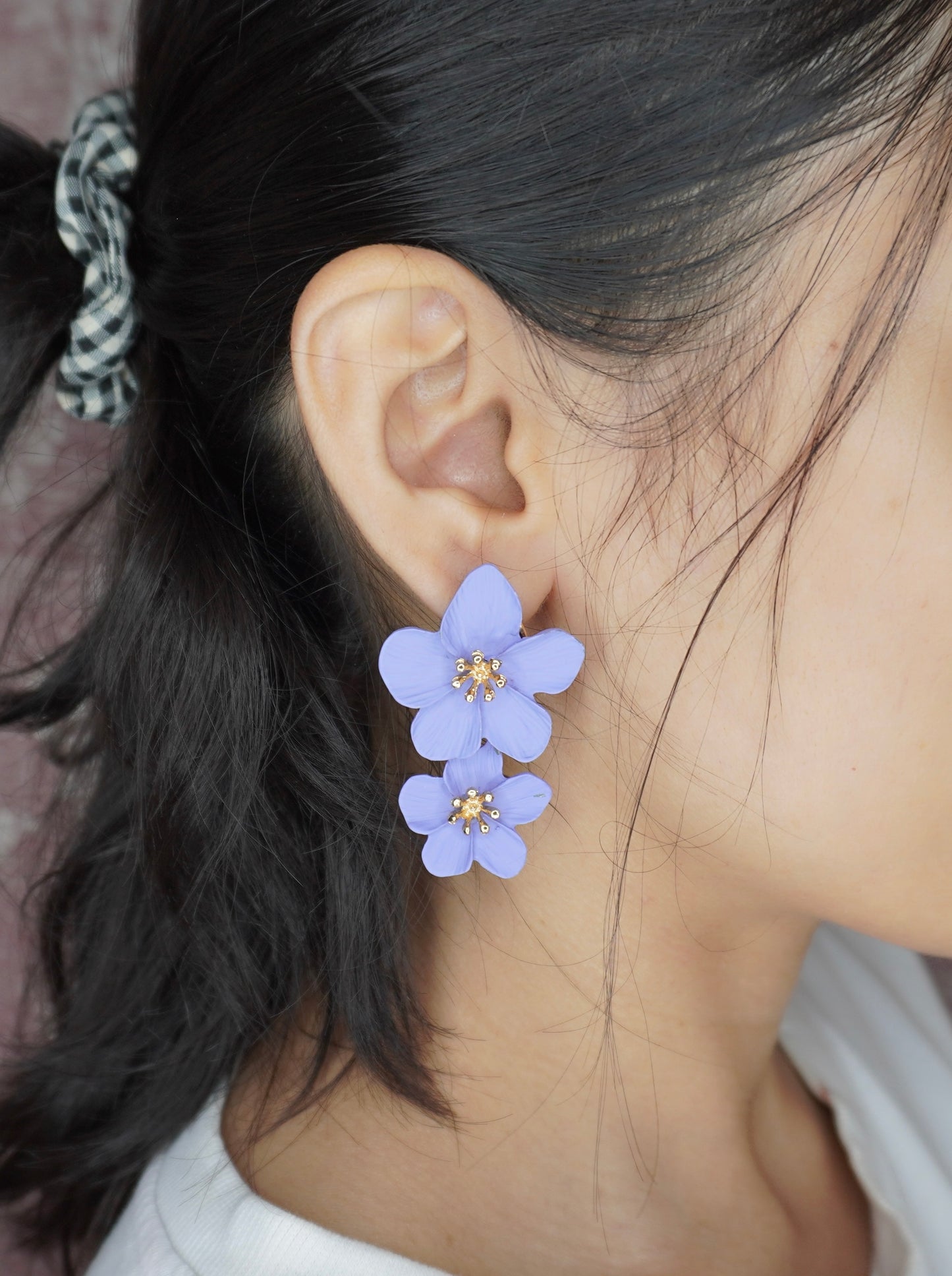 Double Flower Drop Earrings