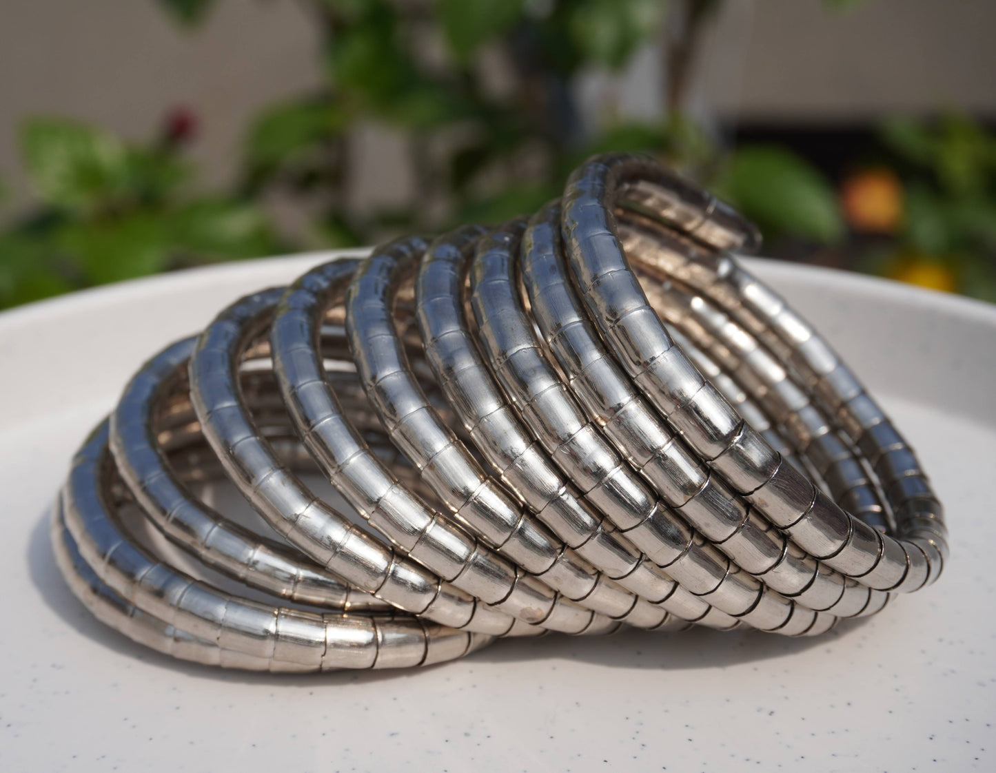 Silver Spiral Bangle Bracelet