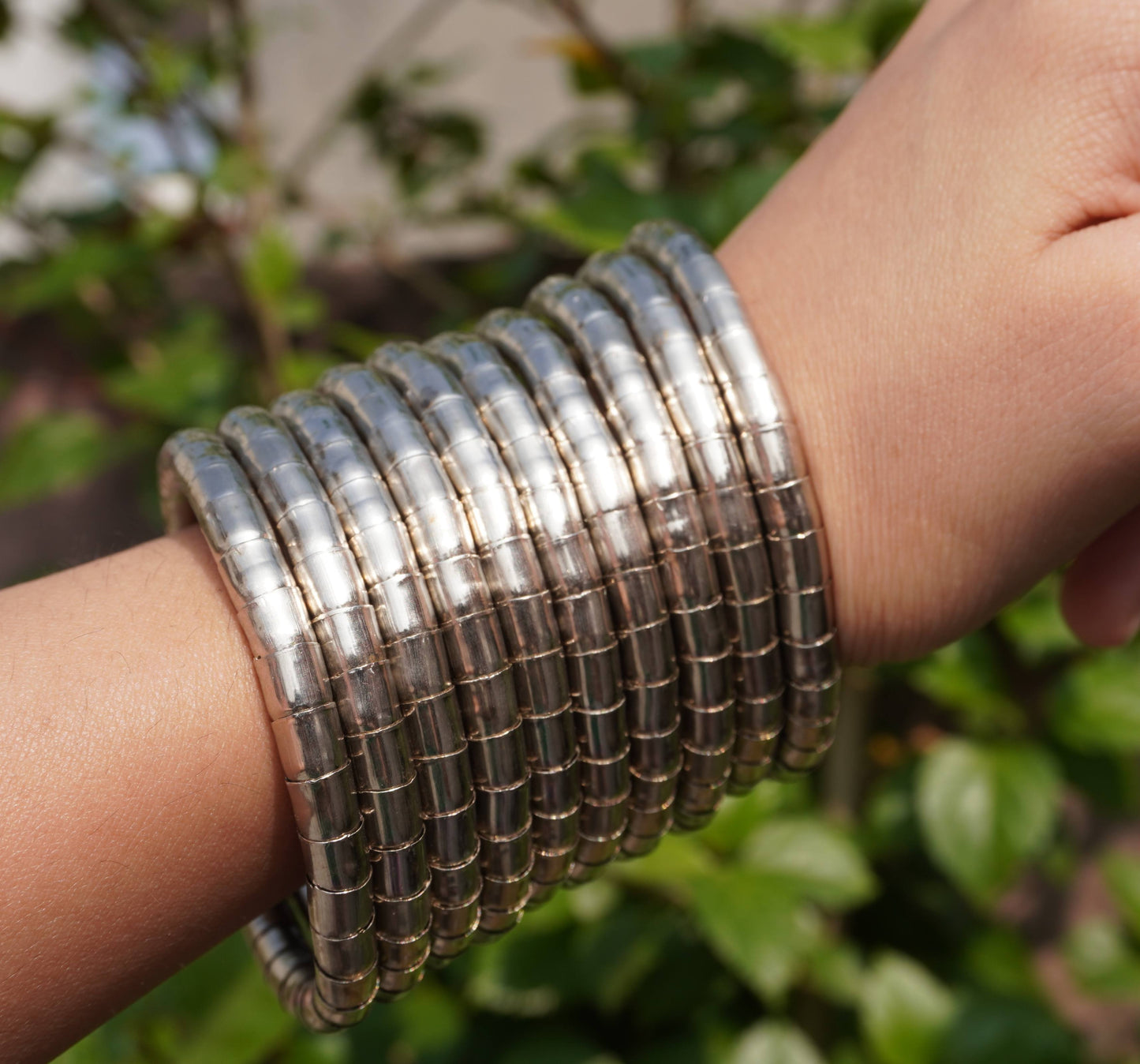 Silver Spiral Bangle Bracelet