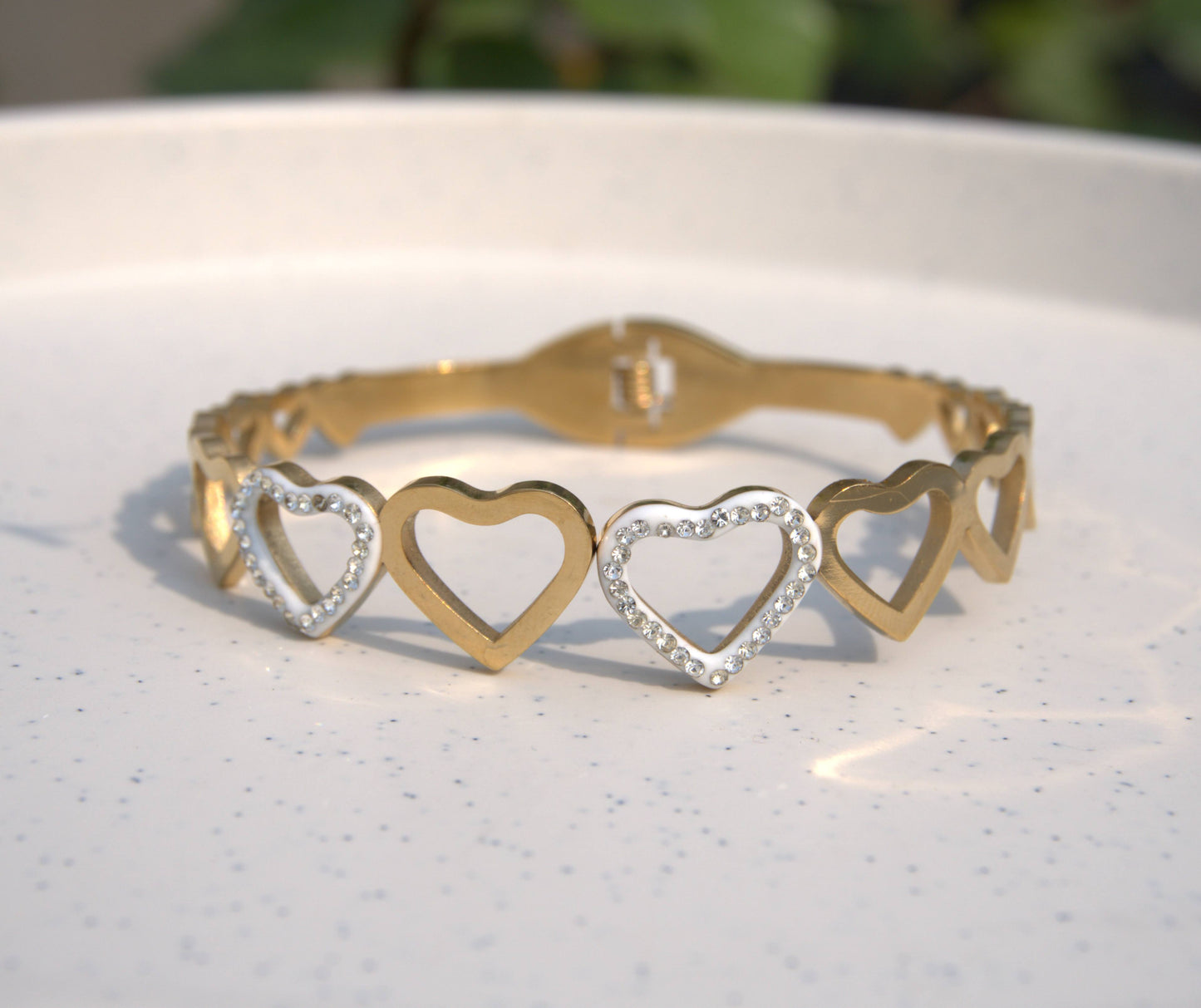 Gold Heart Charm Bracelet for Women
