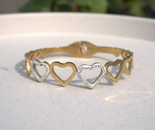 Gold Heart Charm Bracelet for Women