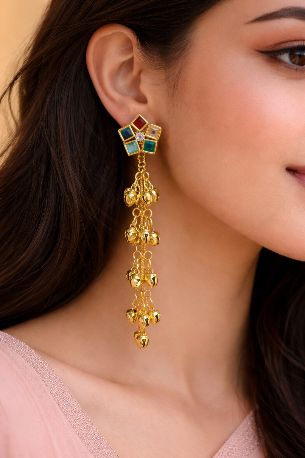 Kashmiri Mosaic Tassel Earrings- Lightweight