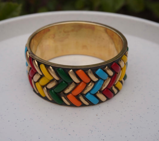 Multicolour Enamel Weave Cuff Bracelet (Size: 2-6)