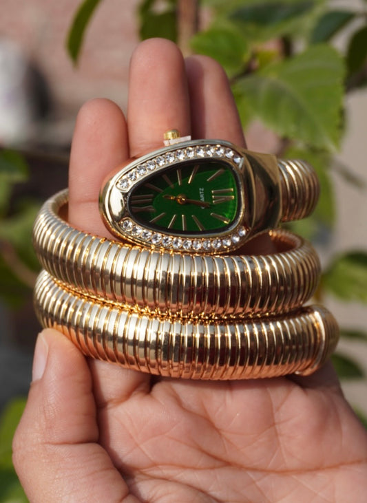 Serpent Luxe Emerald Dial Wrap Bracelet Watch