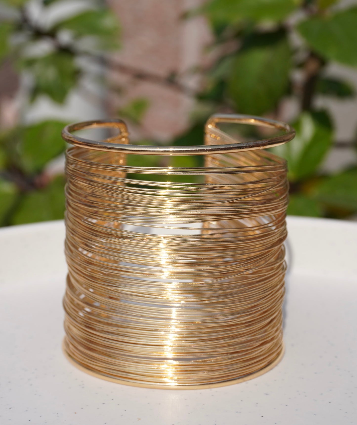 Gold Multi-Layered Wire Cuff Bracelet