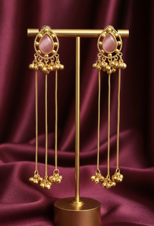 Noor-e-Gul Kashmiri Teardrop Chain Earrings