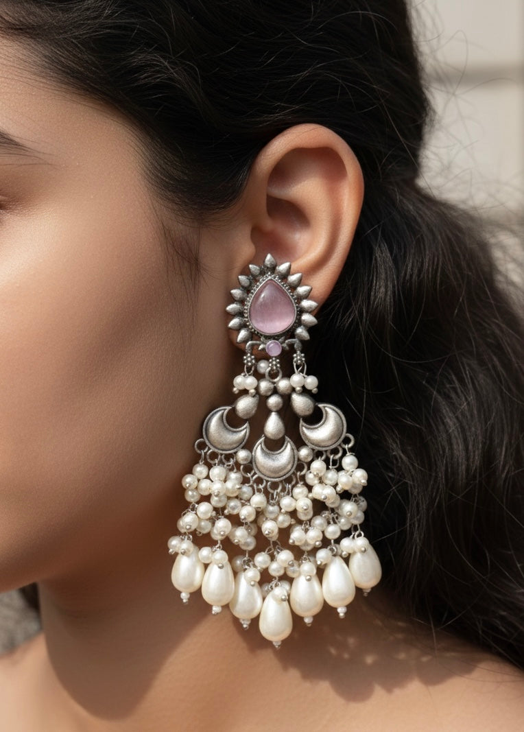 Handcrafted Vintage Pearl Drop Chandbali Earrings
