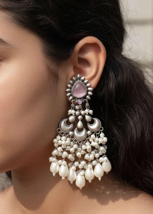 Handcrafted Vintage Pearl Drop Chandbali Earrings