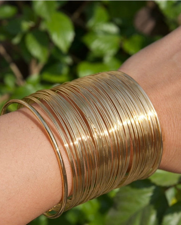 Gold Multi-Layered Wire Cuff Bracelet