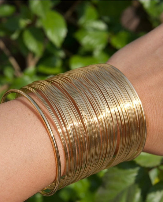 Gold Multi-Layered Wire Cuff Bracelet