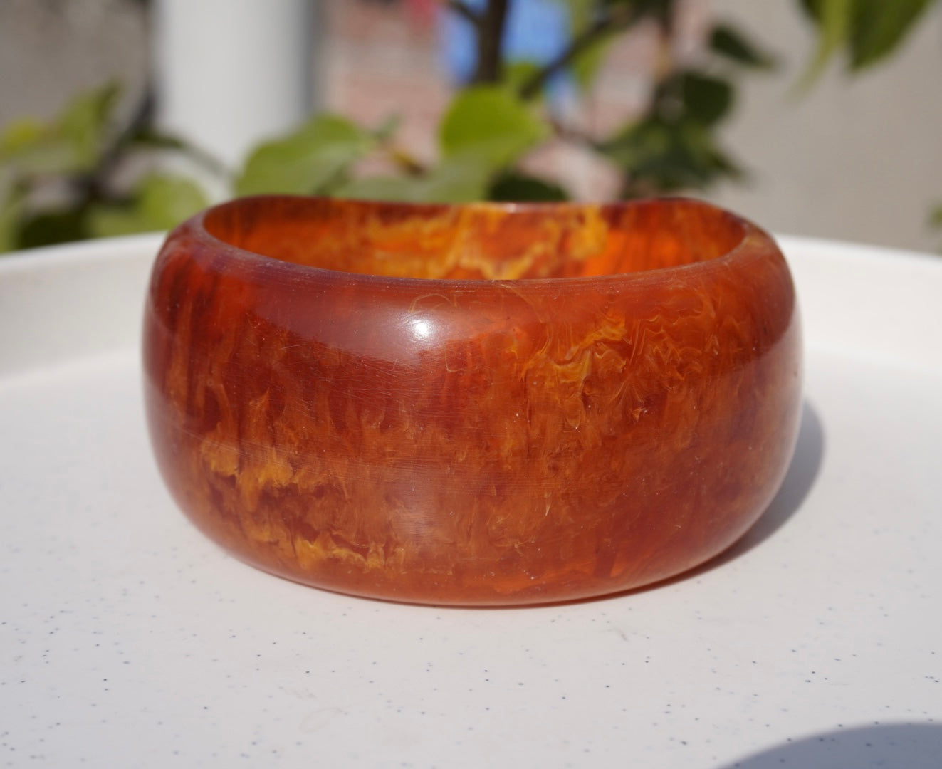 Quartz Dream Resin Bangle – Chunky Marbled Statement Cuff