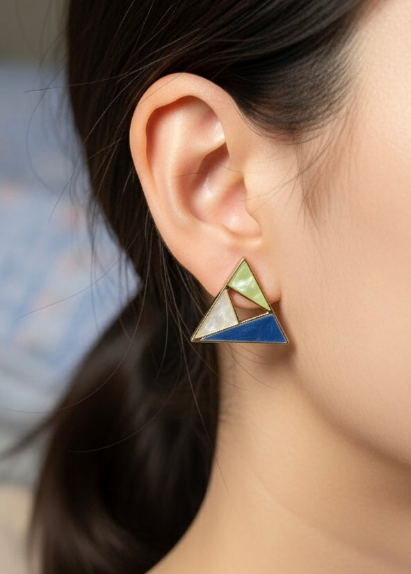 Geometric Triangle Enamel Stud Earrings