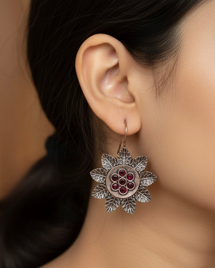 Vintage Floral Oxidized Earrings