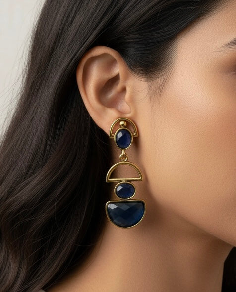 Modern Geometric Tiered Drop Earrings