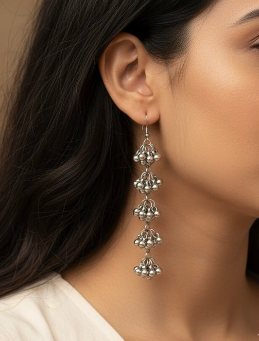 Extra Long Kashmiri Style Ball Drop Earrings