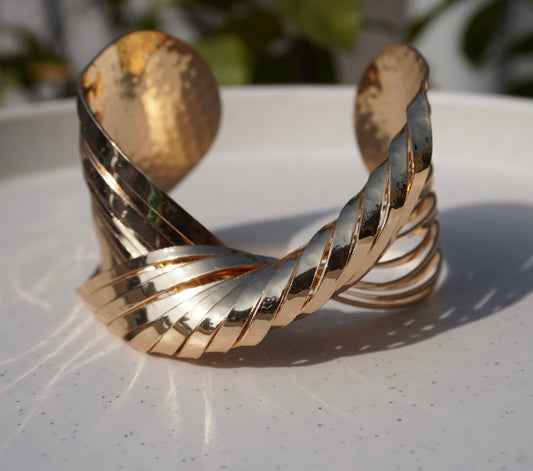 Intertwined Multi-Strand Golden Statement Cuff
