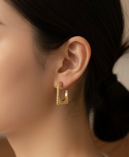 Modern Sculptural Golden Hoops
