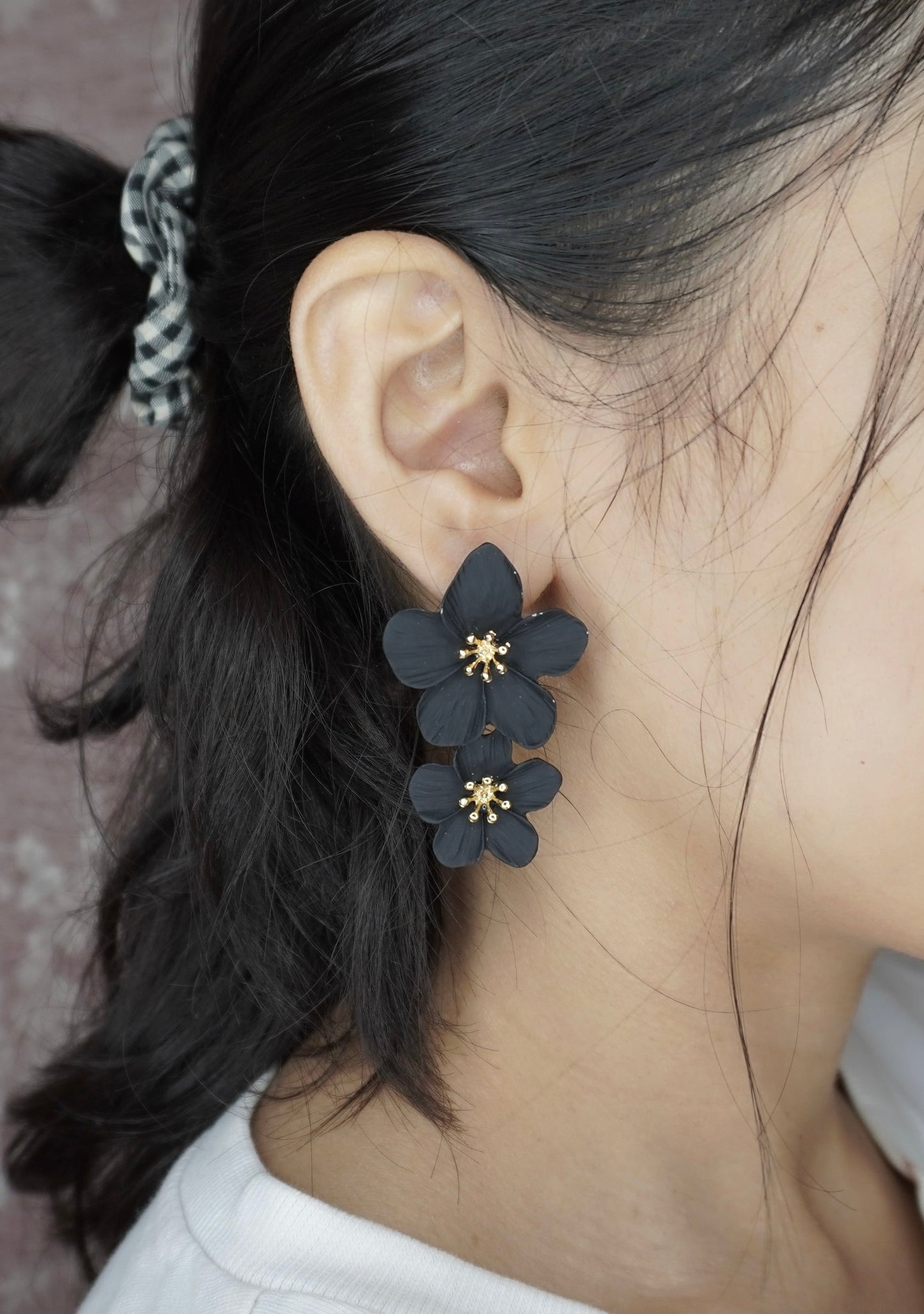 Double Flower Drop Earrings