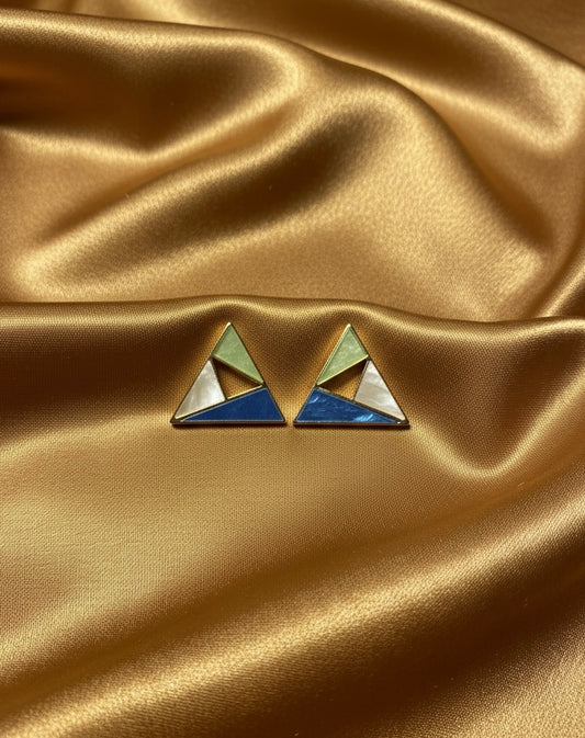 Geometric Triangle Enamel Stud Earrings