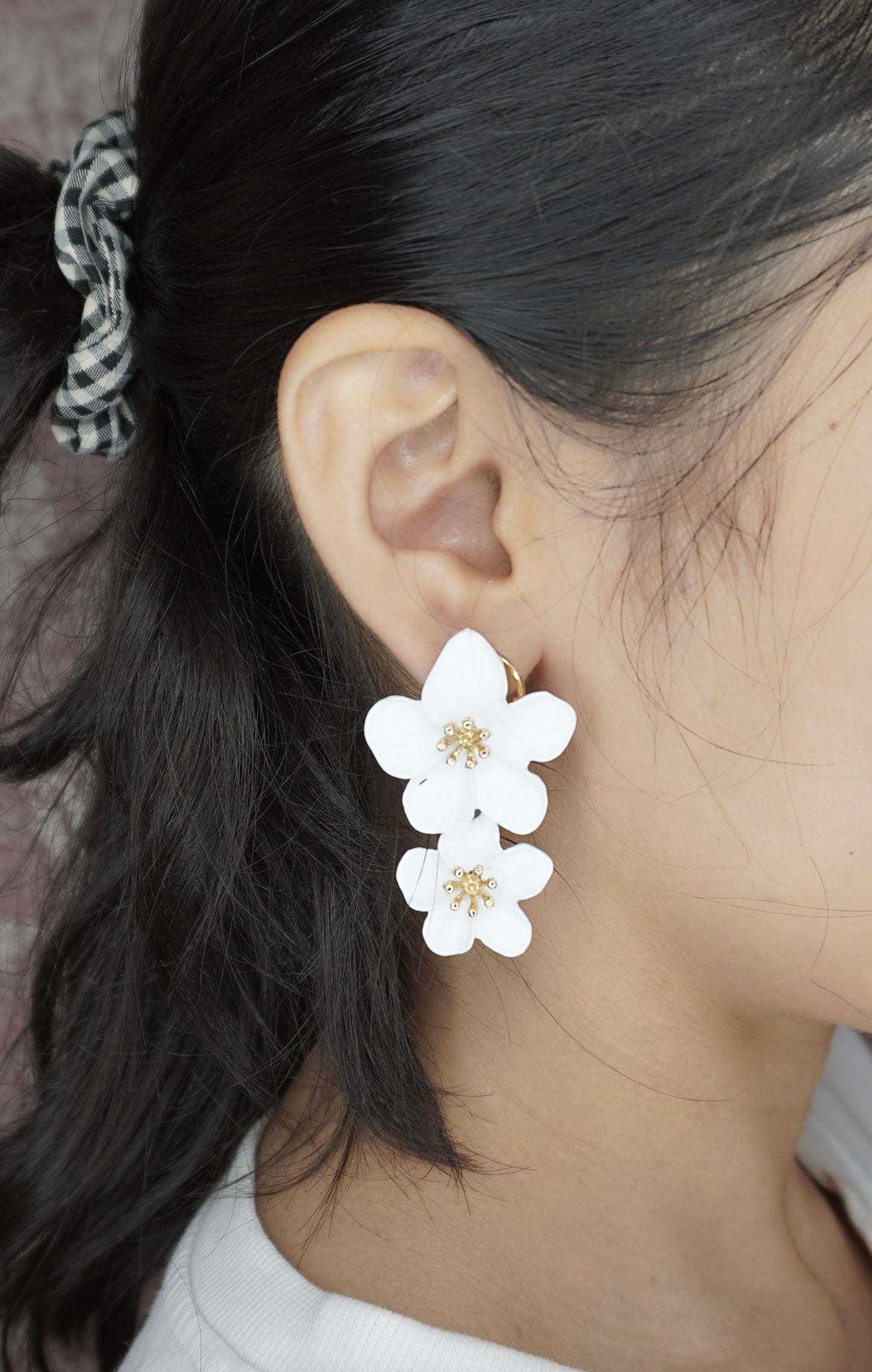 Double Flower Drop Earrings