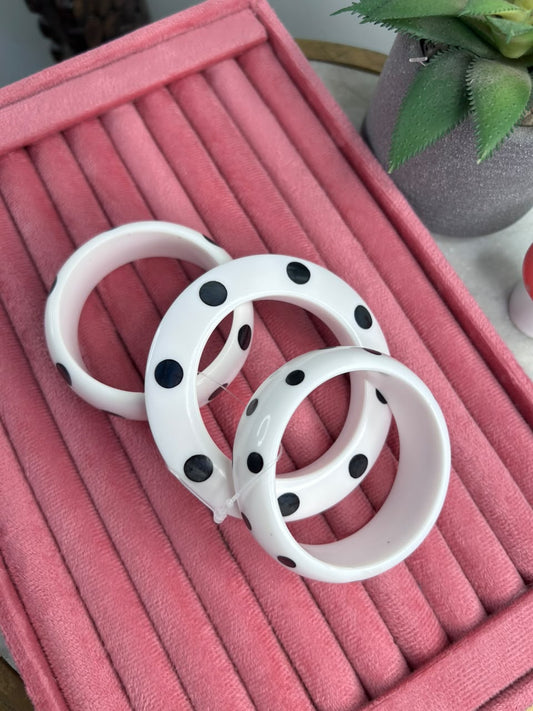 Black & White Polka Dot Resin Bangle Set (3-Piece Stack)